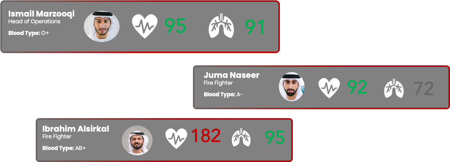 Team health · officer vital cards