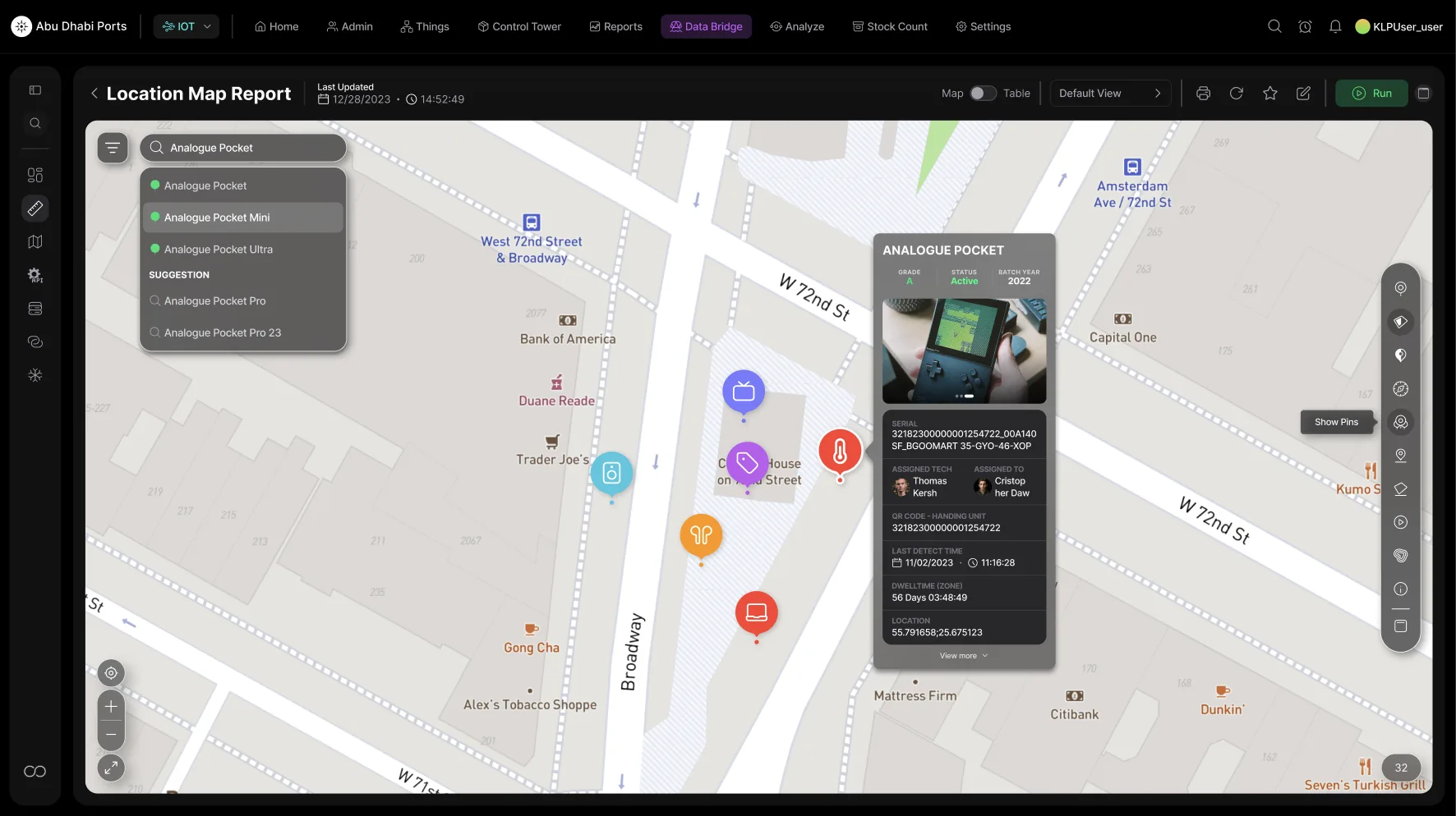 Location Map asset drill-down with detail card