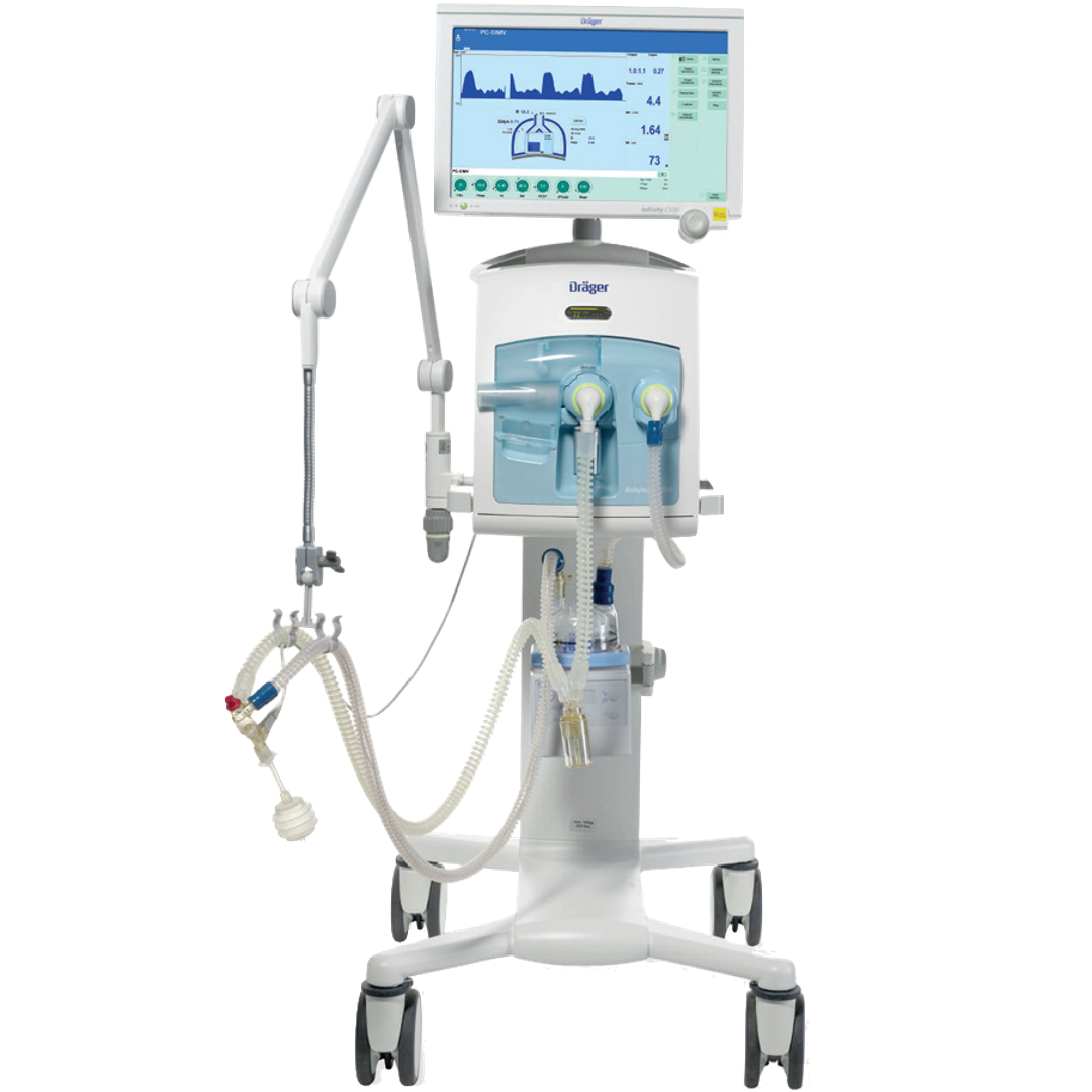 Dräger ventilator · ICU bedside · RFID-tagged