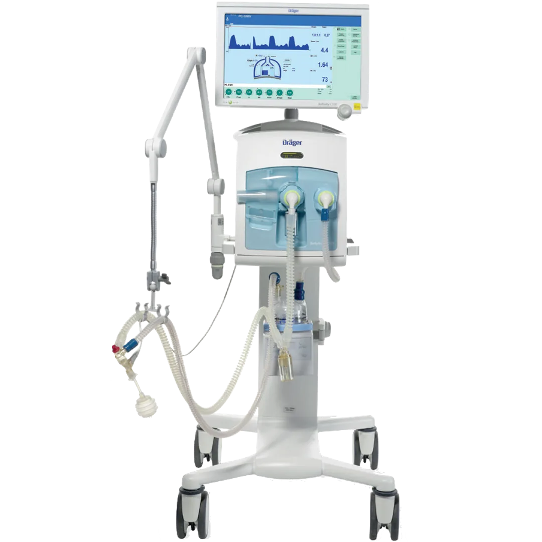 Dräger ventilator · ICU bedside · RFID-tagged